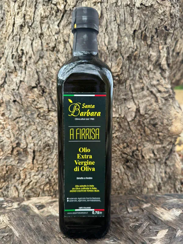 bottiglia 0,75 litri A FIRRISA azienda santa barbara olio extra vergine di oliva