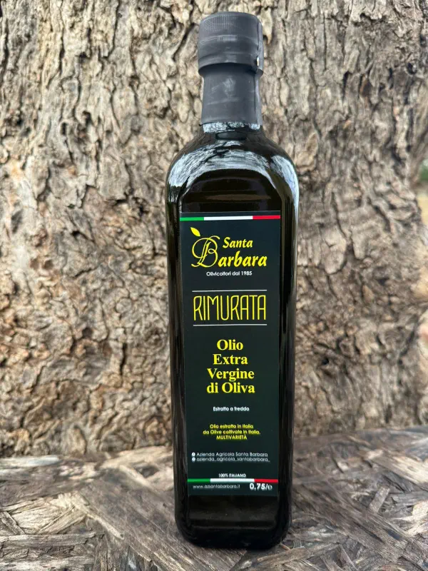 bottiglia 0,75 litri RIMURATA azienda santa barbara olio extra vergine di oliva